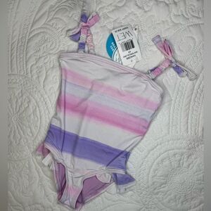 NWT Minny WET Swimwear Striped Pink and Purple Swimsuit